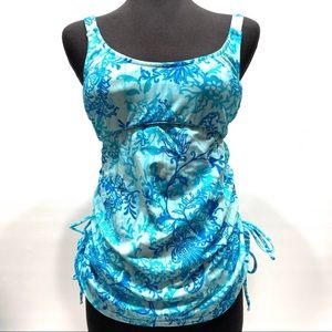 Venus 💙 Tankini Swim Suit Top Aqua Floral Vine